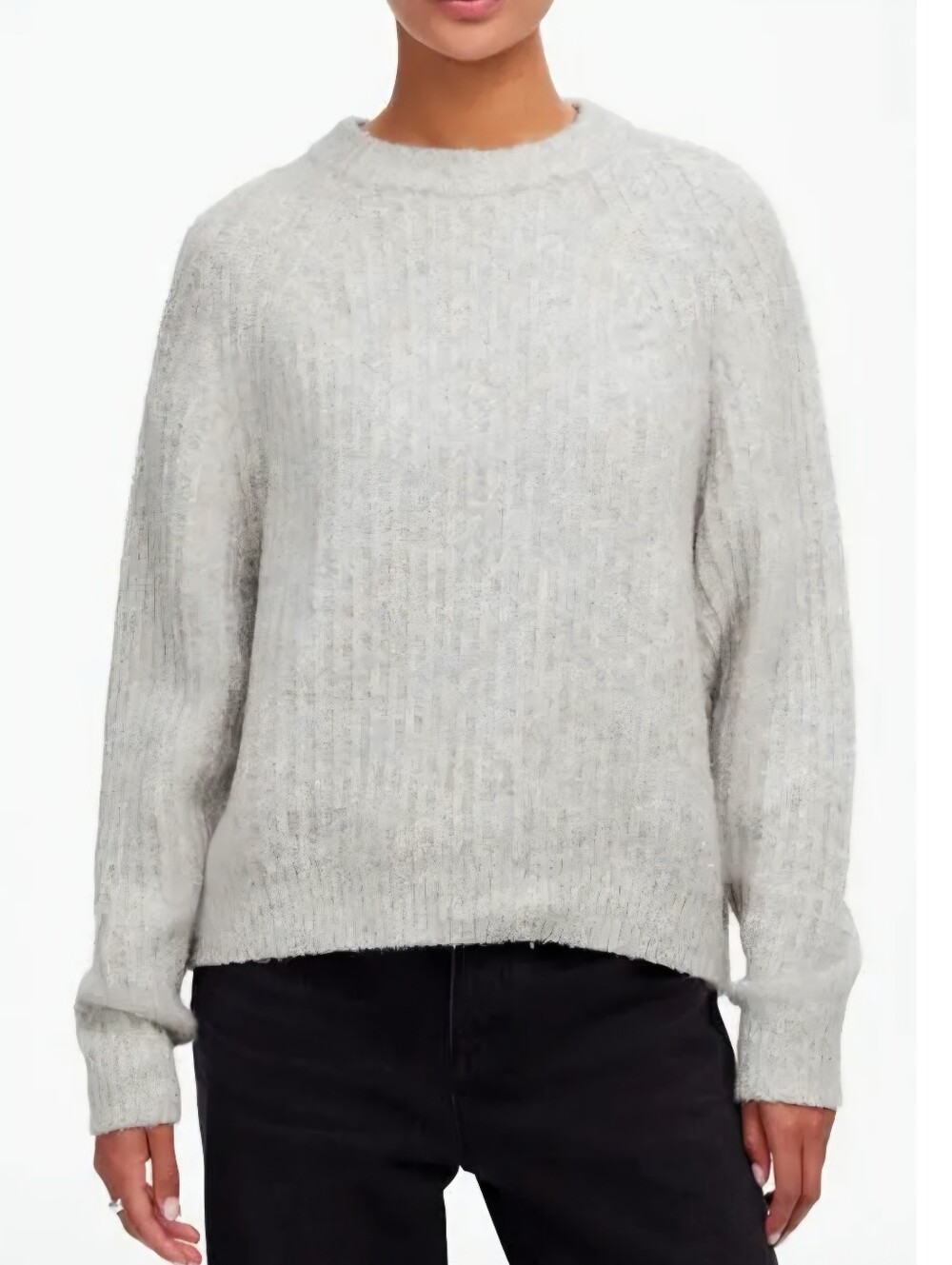 Madewell Women’s Rib Cotton Wool Blend Gray Oversized Scandi Sweater Size Small.